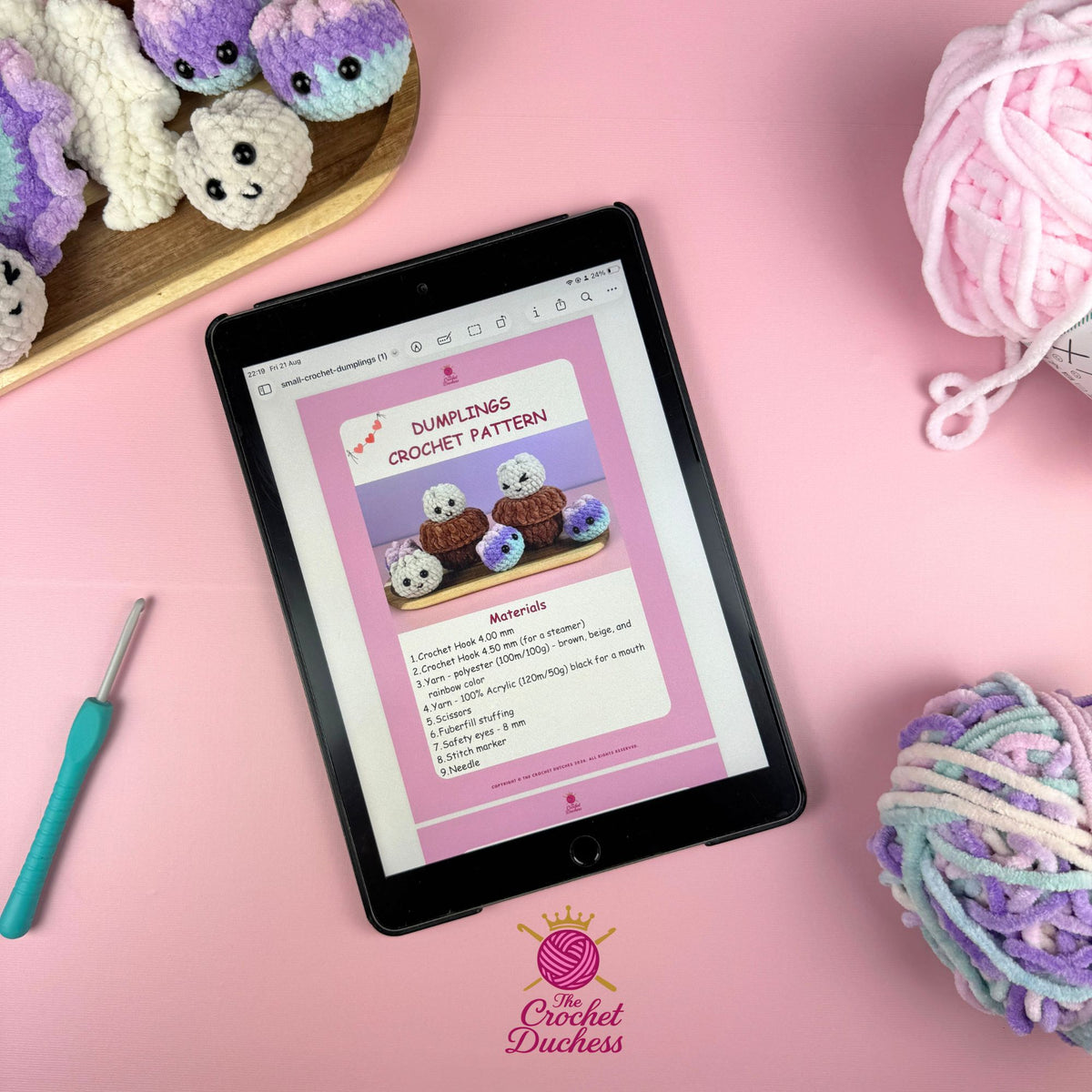 Crochet Dumpling & Bamboo Steamer Pattern – No sew Amigurumi  (PDF)