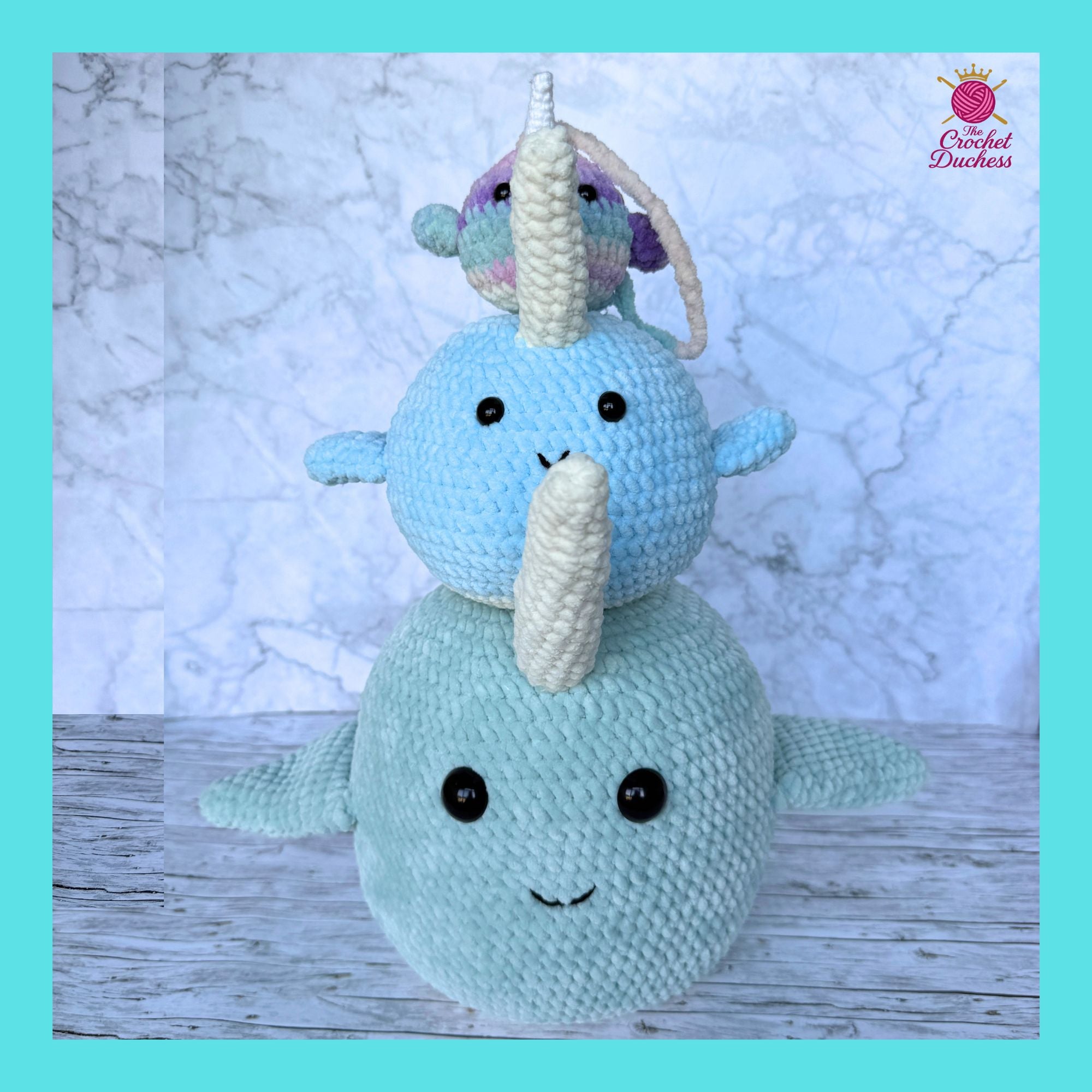 3-in-1 Narwhal Crochet Pattern | Beginner Amigurumi Plush Toy, Keychain, Bag Charm (PDF)