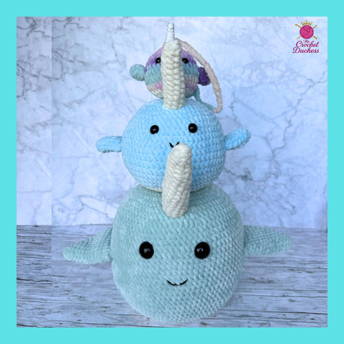 3-in-1 Narwhal Crochet Pattern | Beginner Amigurumi Plush Toy, Keychain, Bag Charm (PDF)