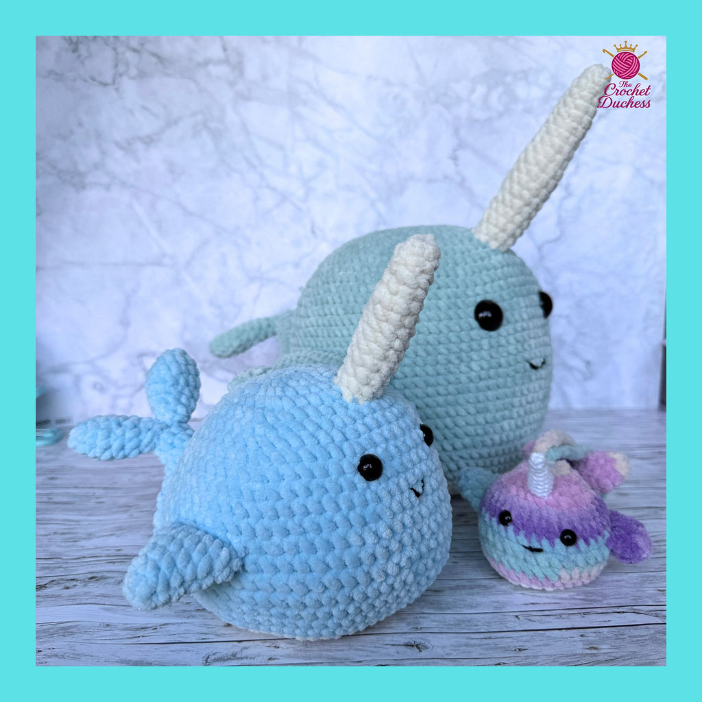 3-in-1 Narwhal Crochet Pattern | Beginner Amigurumi Plush Toy, Keychain, Bag Charm (PDF)