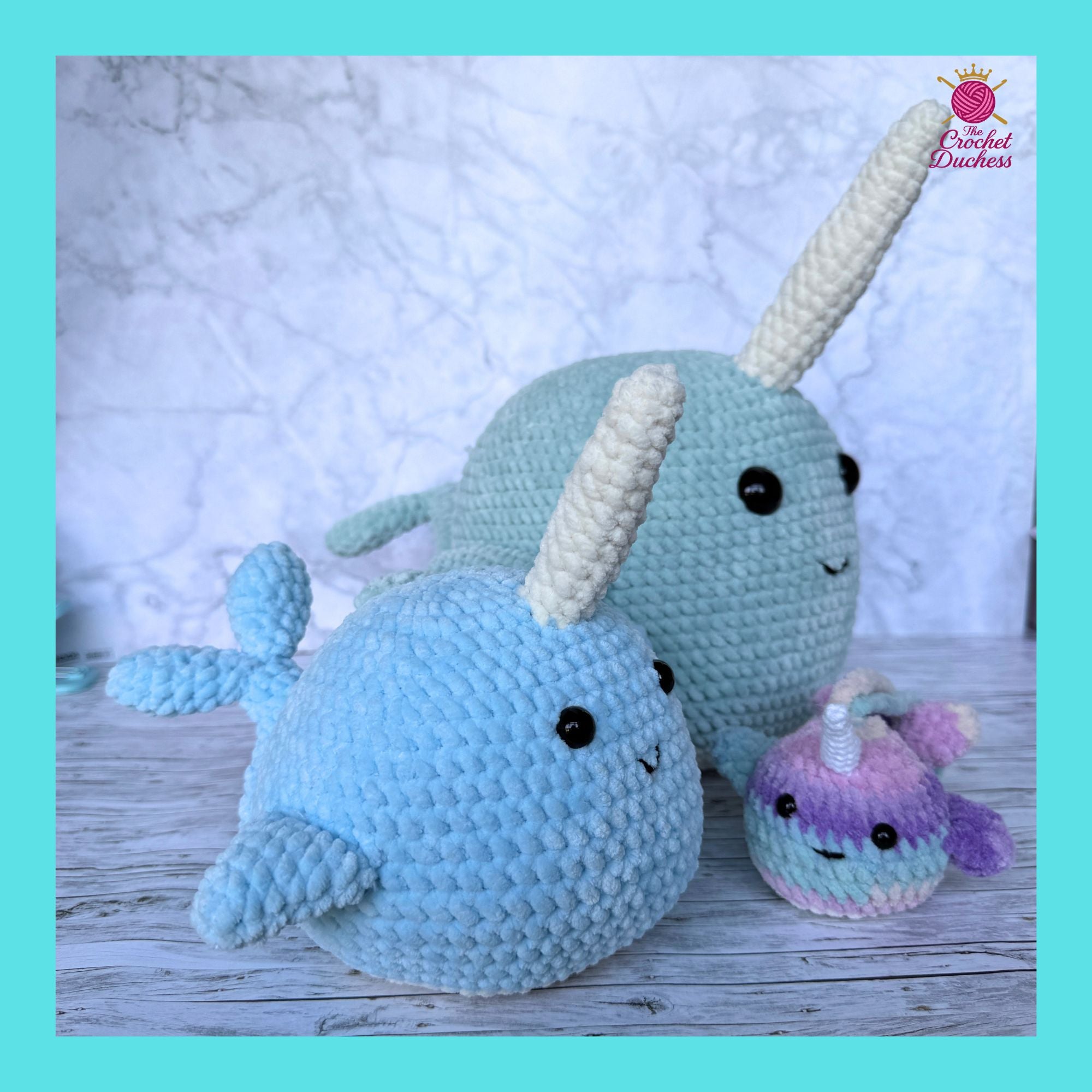 3-in-1 Narwhal Crochet Pattern | Beginner Amigurumi Plush Toy, Keychain, Bag Charm (PDF)