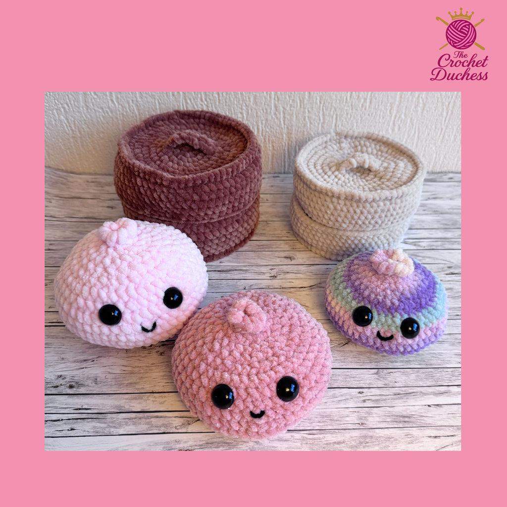 Dumpling and Steamer Crochet Pattern, No Sew Dumpling Plushie Pattern, Easy Beginner Amigurumi, Anti Stress Toy Kawaii Plushy Tutorial (PDF)
