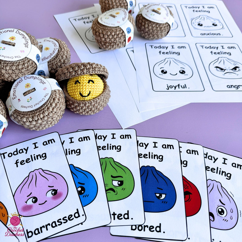 Emotional Dumplings Crochet Pattern | Amigurumi Dumpling & Steamer | 9 Emotions | Emotional Support Desk Buddy PDF | Kids Activity
