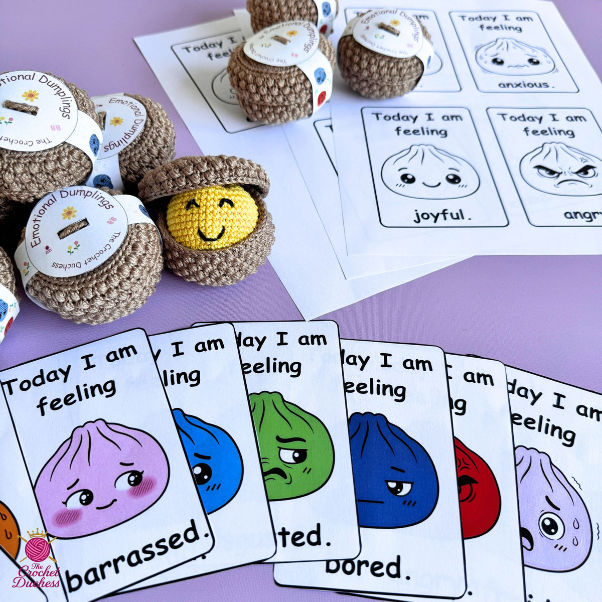 Emotional Dumplings Crochet Pattern | Amigurumi Dumpling & Steamer | 9 Emotions | Emotional Support Desk Buddy PDF | Kids Activity