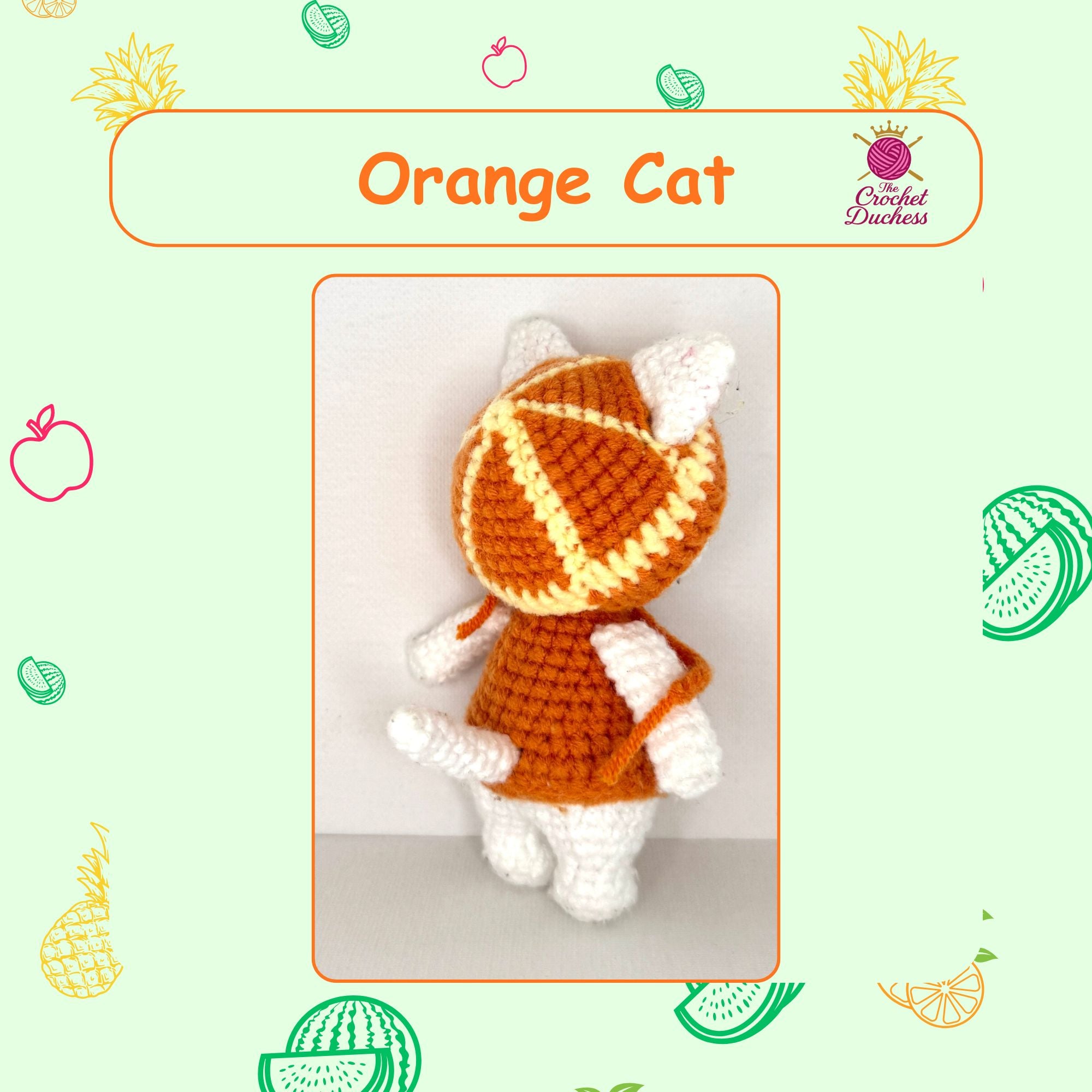 Fruit Friends Crochet Pattern, Amigurumi Cat, Bunny, Keychain PDF