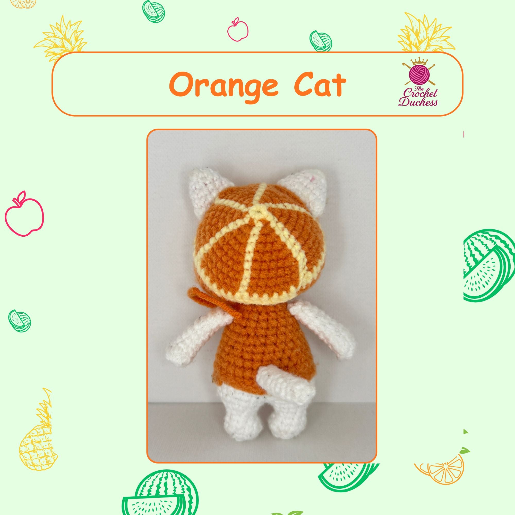 Fruit Friends Crochet Pattern, Amigurumi Cat, Bunny, Keychain PDF
