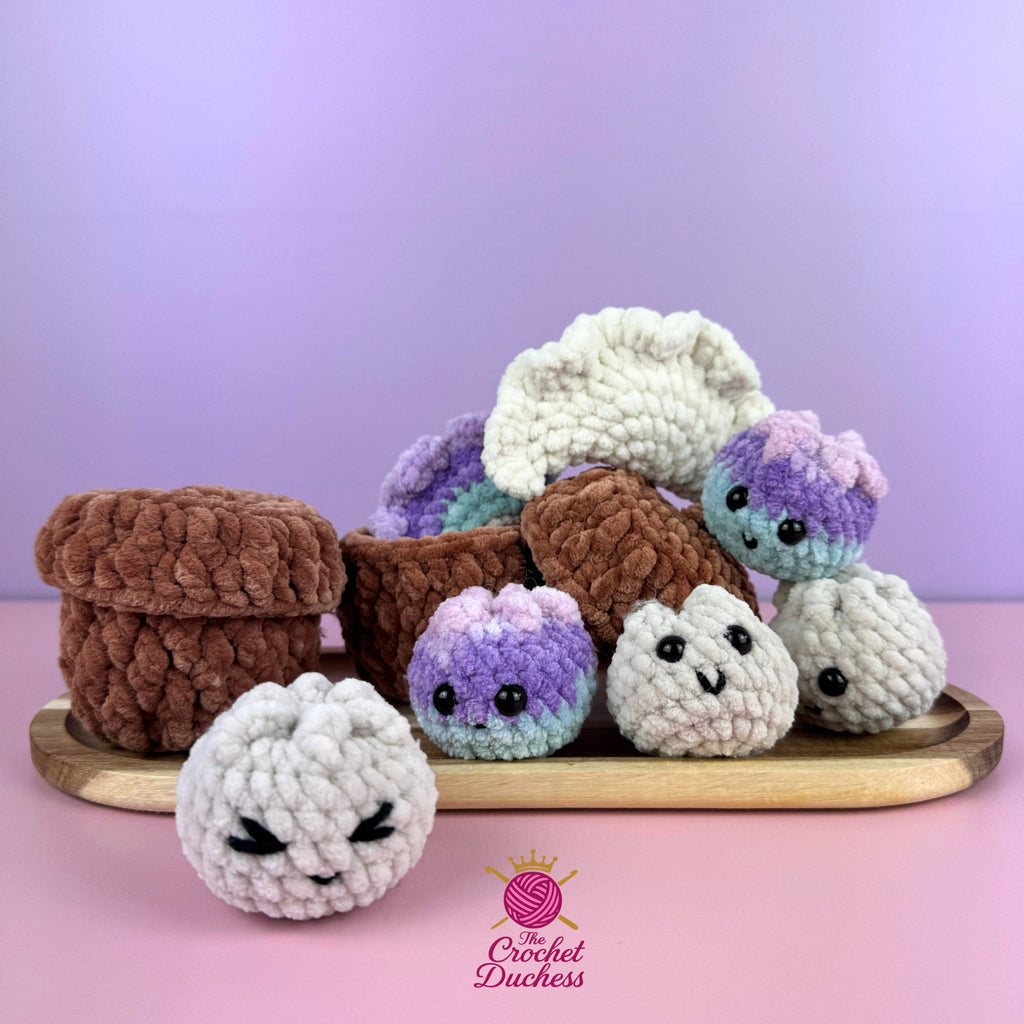 Crochet Dumpling & Bamboo Steamer Pattern – No sew Amigurumi  (PDF)