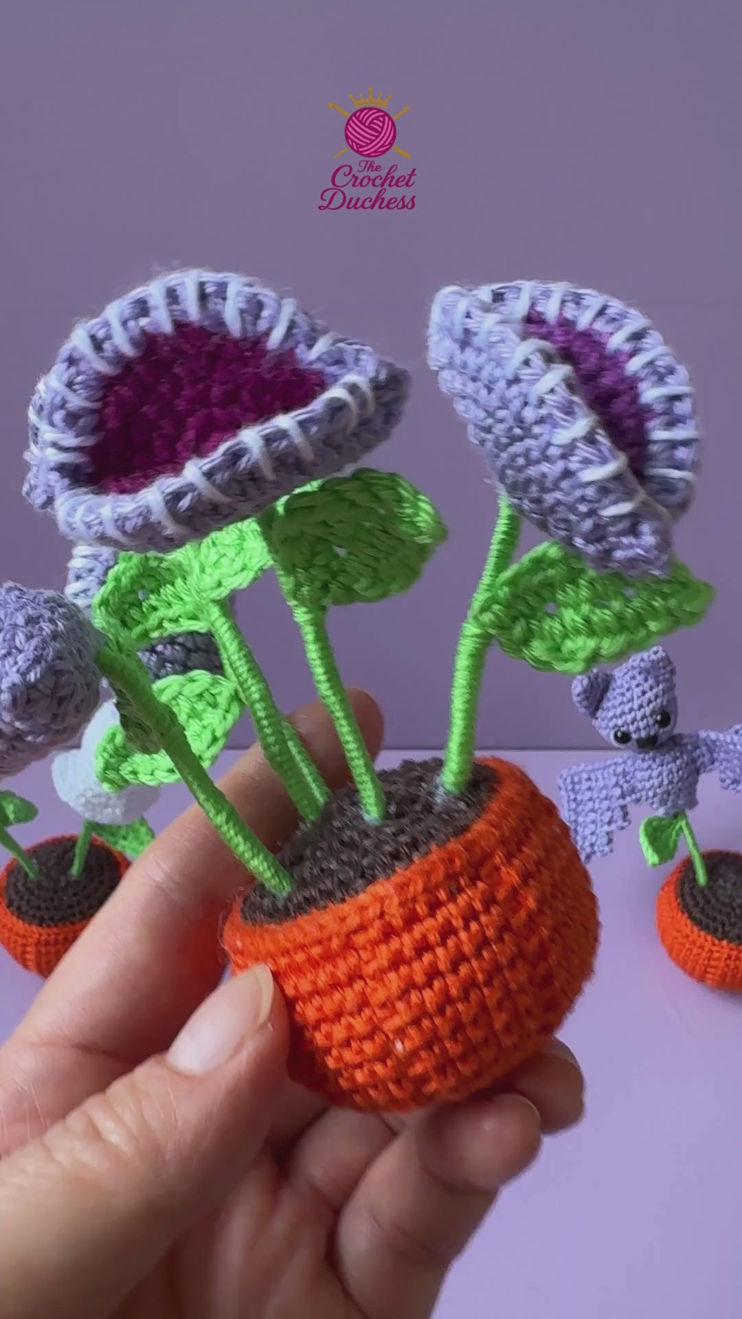 Spooky Plants Crochet Pattern – Halloween Pumpkin Pots with Bats, Ghosts & Venus Flytrap